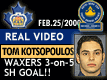 Feb. 25/2000: Playoffs 2000: Game 1: Waxers down two men, Tom Kotsopoulos takes the puck and goes from centre in to score a pretty goal. 2-2 tie!