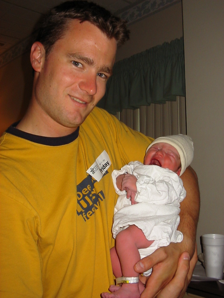 Assistant Coach Matt Gibson with his newly born daughter, Jasper Paisley.