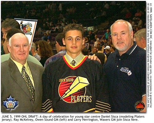 Daniel Sisca with Owen Sound GM McKelvey and Waxer GM Herrington.